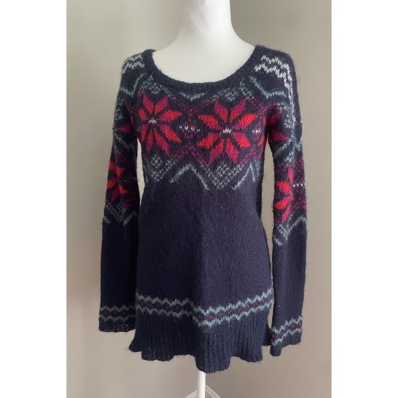 American Eagle Outfitters Sweaters - American Eagle Women M Sweater Mohair Wool Tunic Nordic Long Skinny Fairisle Y2K